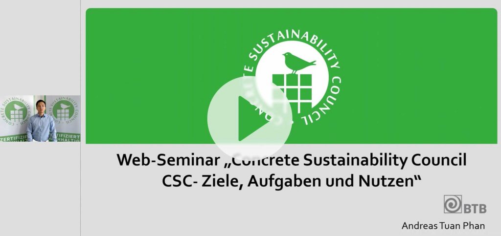 Web-Seminar „Concrete Sustainability Council:  Ziele, Aufgaben und Nutzen
